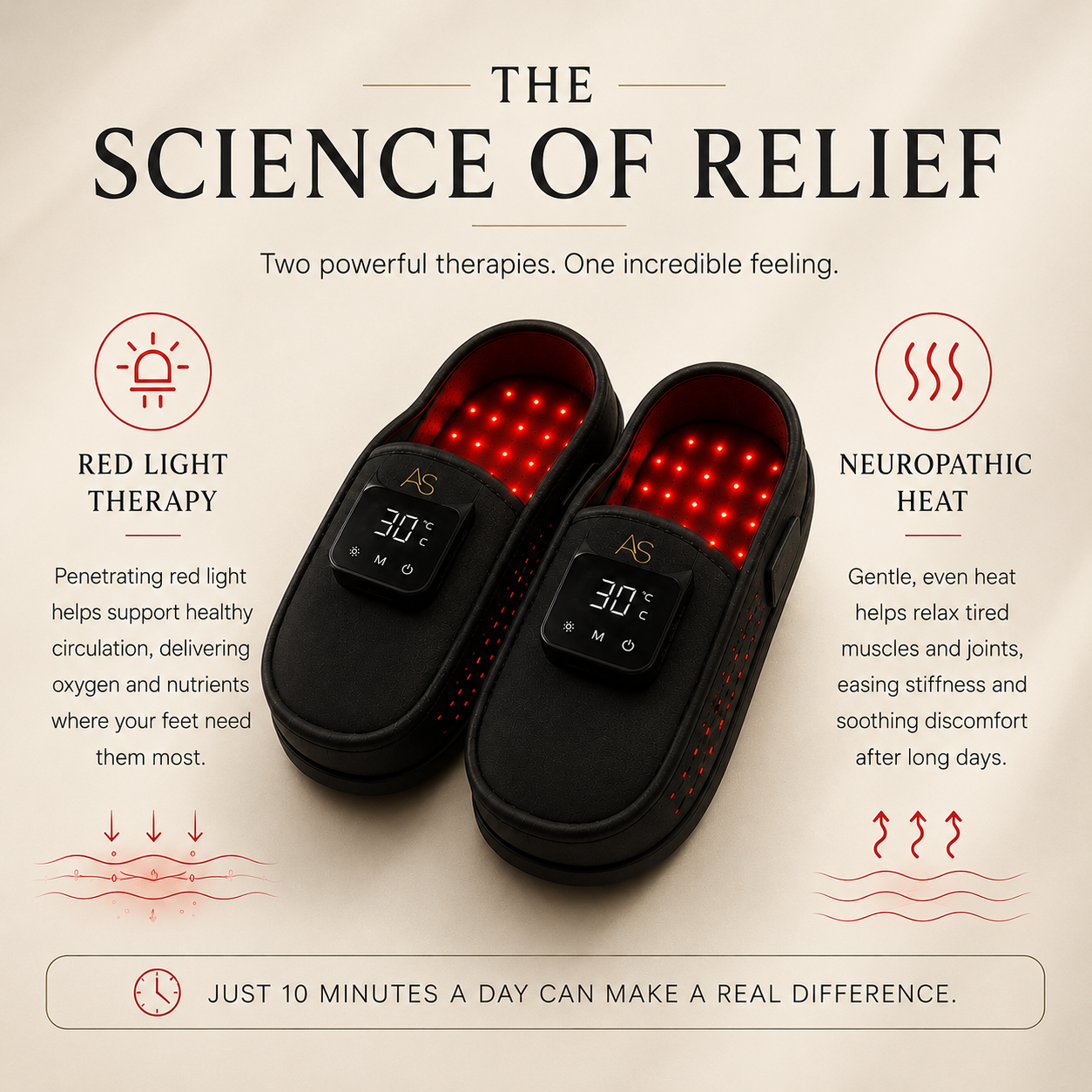 Pantuflas Aure Step™ de Luz Roja