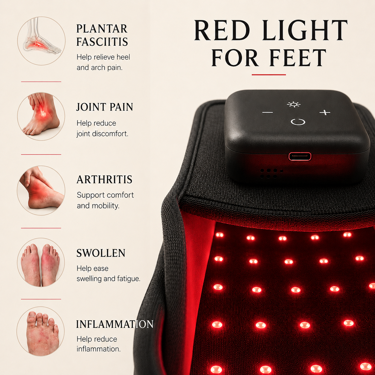 Pantuflas Aure Step™ de Luz Roja
